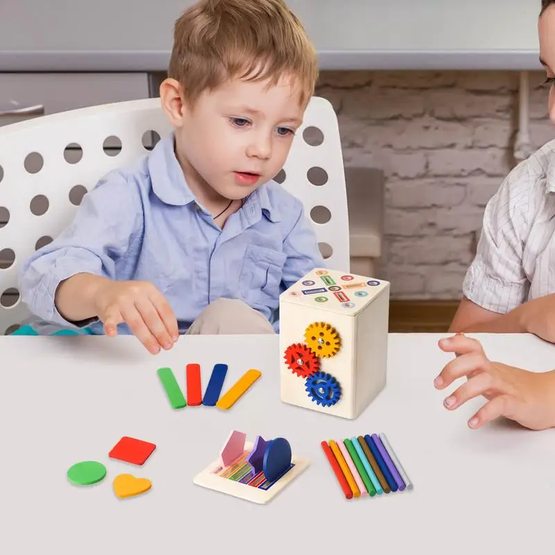 Wooden Shape Sorter Toy Learning Sensory Matching Games Wooden Shape Color Sorter Motor Skills Toys For 1-3 Year Old Boy