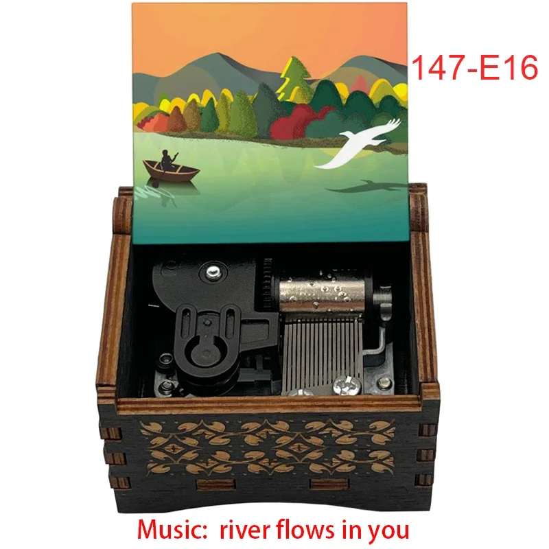 river flows in you Wood mechanical Music Box for South Korea piano guitar Friends birthday New year Christmas gift 4