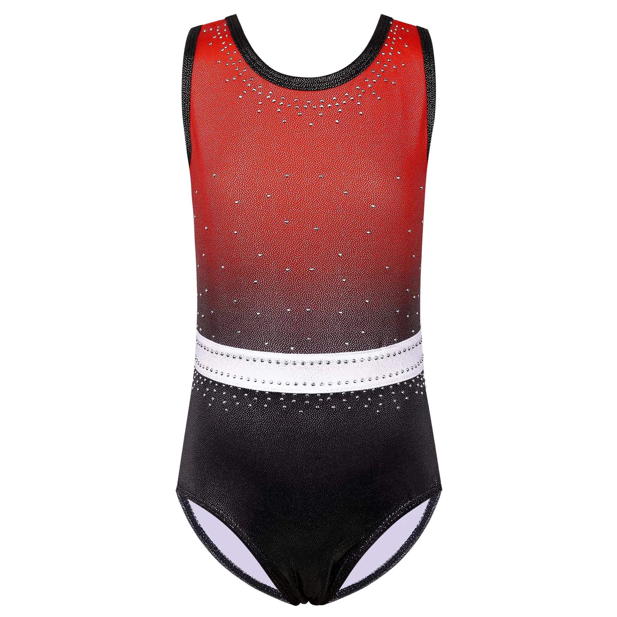 Girls Gradient Gymnastics Leotard Sleeveless Ballet Dancewear Ballerina Professional Practice Outfit Performance Costume