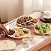 Round Wooden Divided Fruit Tray Nut Platter Multi-cell Food Storage Tray Wooden Handcrafted Fruit Snack Plate 3