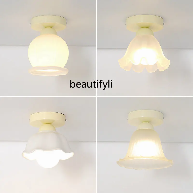 

yj Cream Style Aisle Ceiling Lamp Simple Bay Window Entrance French Creative Cute Lamps