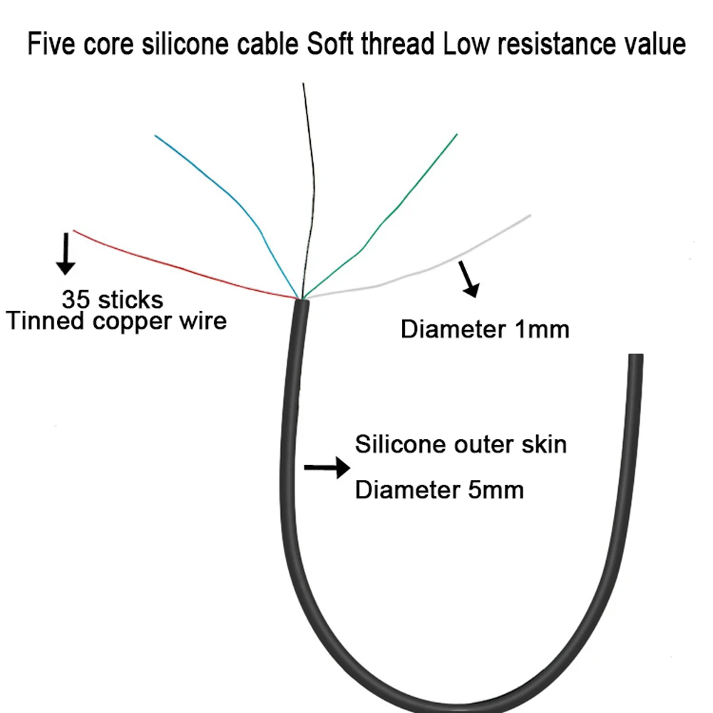 Soldering Station 1-3M Electronic Soldering Iron High Temperature Heat-resistant 5 Core Silicone Cable T12 Line DIY Handle