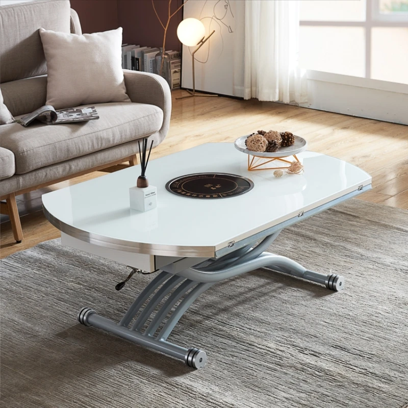 

Small Apartment Installation-Free round Foldable Retractable Intelligent Multi-Function Lifting Coffee Table Dual-Use