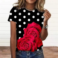 Summer Fashion Women'S T-Shirt 3d Floral Print Tee Large Size Tops Woman Clothing Everyday Female Top Women Short Sleeve T Shirt 1