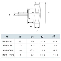 5-10pcs Hex Star KNOB ด้ายชาย CLAMP KNOB สกรู M4/M5/M6/M8/M10 มือกระชับสกรูหัวเส้นผ่านศูนย์กลาง 25 มม.32 มม.38 มม. 4