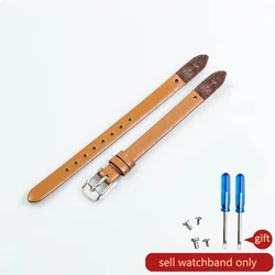 High-Quality Genuine Leather 8mm Women's Watch Strap Bracelet for 8mm-Golden Buckle (Light Brown)