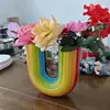 Modern Simple U Shape Vase Creative Rainbow Dried Flower Vase Modern Aesthetic Ornaments Resin Flowerpot For Office Home Decor 6