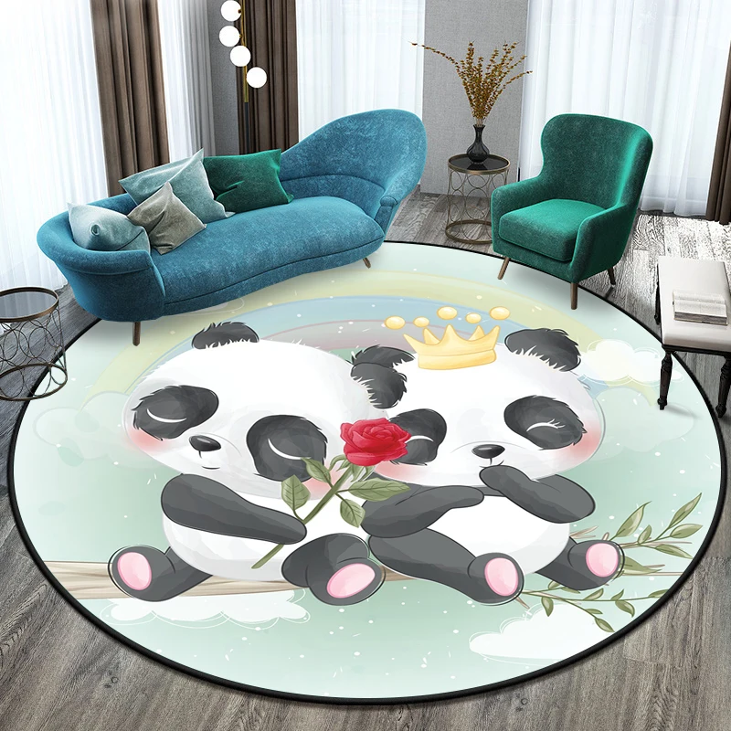

Cute cartoon panda round carpet Living room carpet Area rugchildren's room decor gifts for floor mat Camping mat Non-slip Mat
