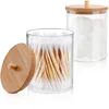 Makeup Cotton Pads Swab Storage Bin Case Cosmetics Organizer Box with Bamboo Cover for Women Makeup Holder Supplies 1
