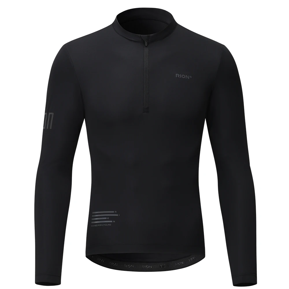thumbnail image 1 of Camiseta de ciclismo RION para hombre, camisetas de ciclismo con media cremallera, mangas largas, ropa para ciclismo de carretera, protección solar UPF 50+, corte ajustado, 15 ℃- 24 ℃, 1 of 5