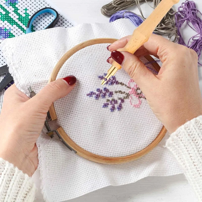 New 18 Pieces Punch Needle Set Adjustable Punch Needle Tool Set Adult Beginner Sewing Applique Decoration