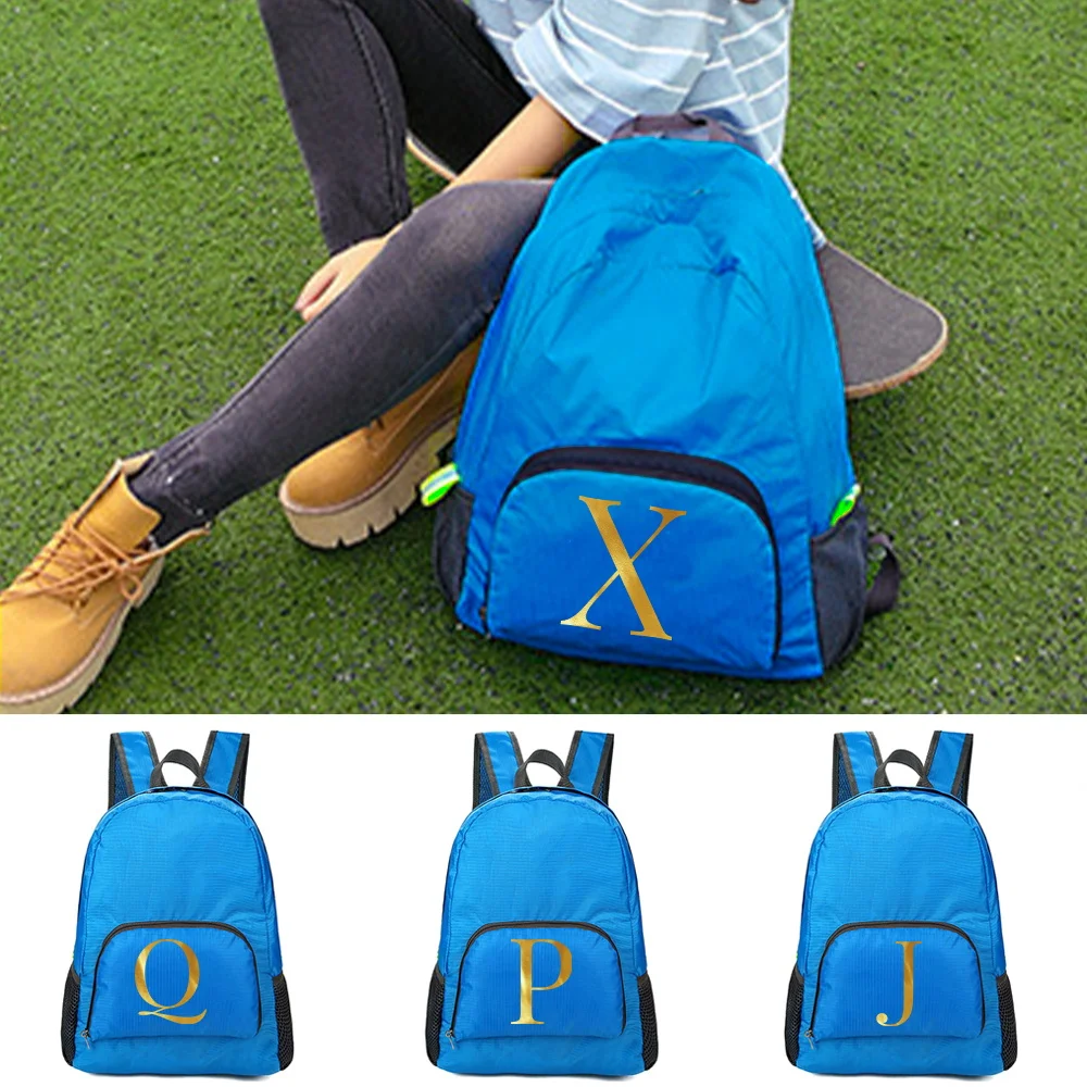 Letter Print Foldable Bag Outdoor Backpack Portable Camping Hiking Travel Daypack Leisure Men Sport Bag Storage Backpack Women