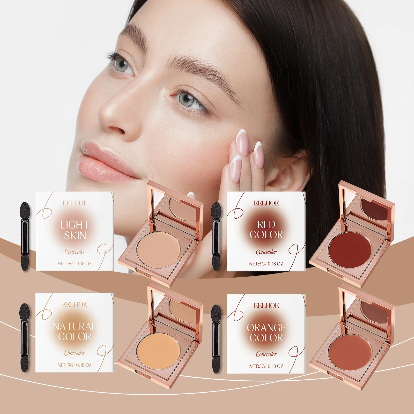 4 Color Concealer Cover Dark Circles Pores Brightening Tone up Creams Face Color Corrector Oil Control High Coverage Concealer