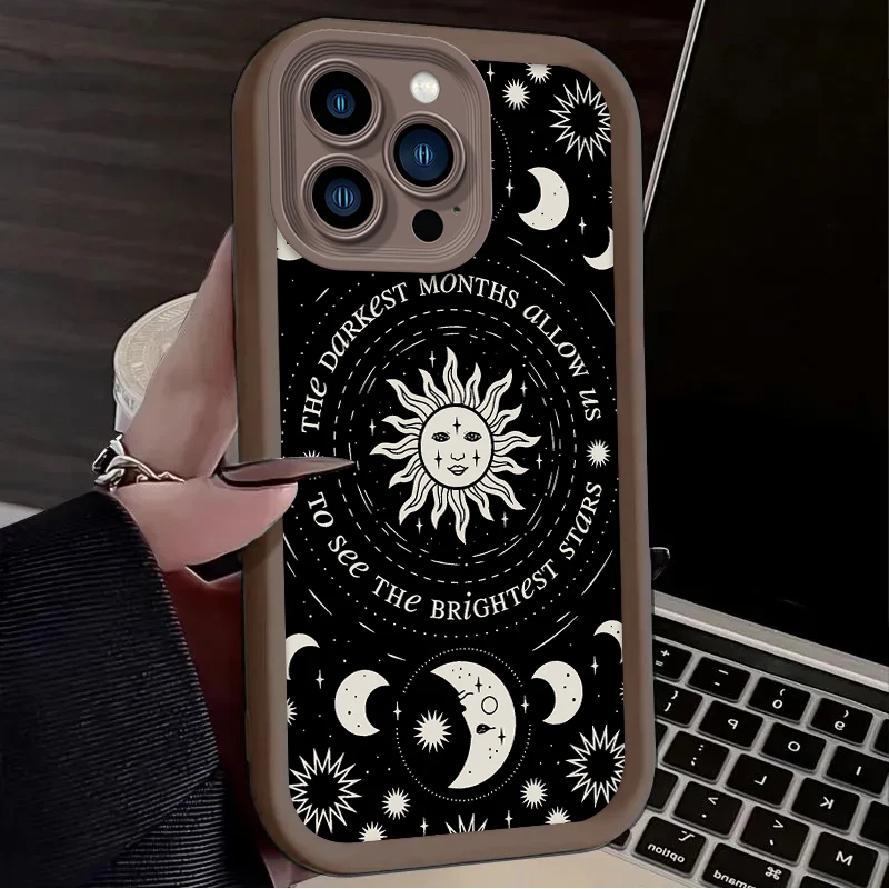 Stylish Sun and Moon Artistic Phone Case - Soft TPU Back Cover