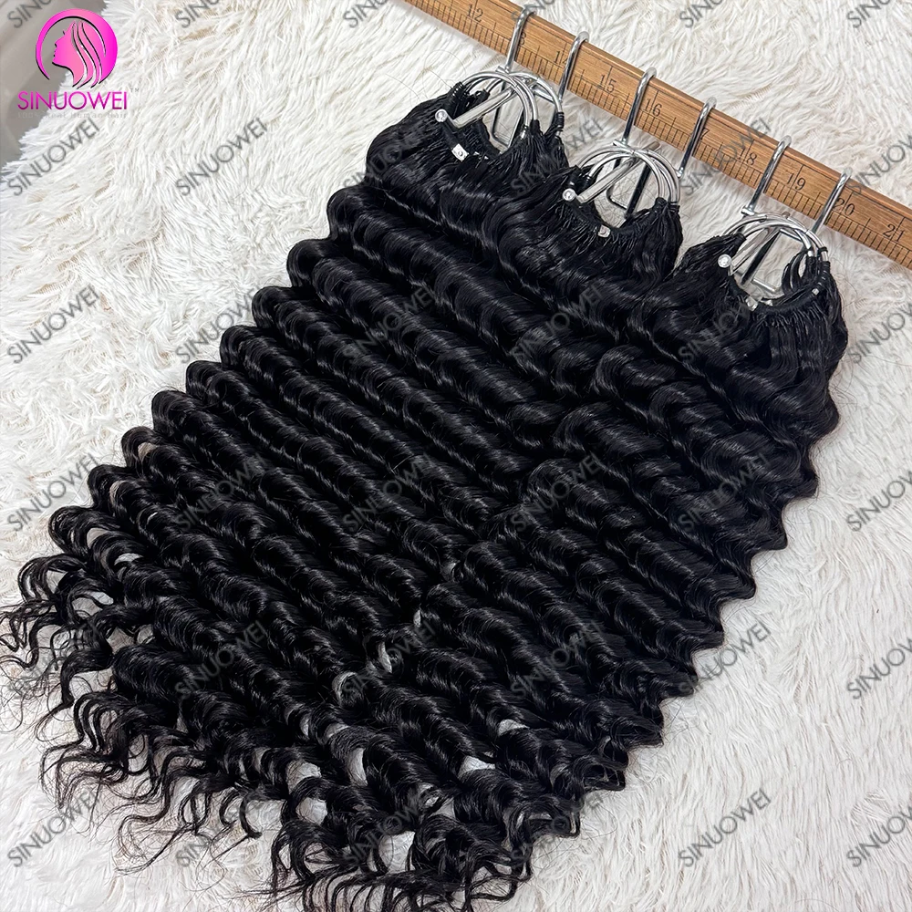 12A Deep Wave Feather Crochet Hair Double Drawn 100% Human Hair Pre-Separated Crochet Feather Hair Extensions For Braiding 3