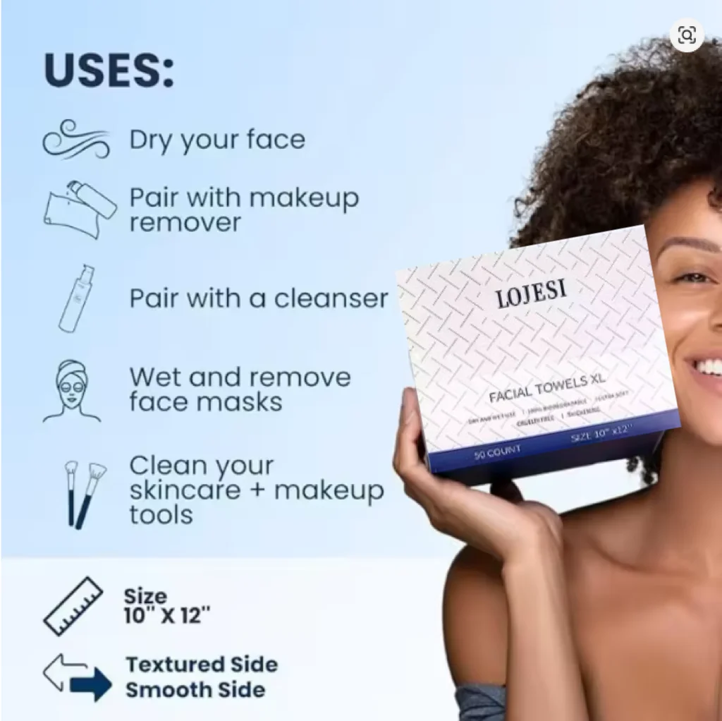 Clean Towels Disposable Face Towelette Makeup Remover Dry Wipes 50 Sheet 1 Box