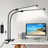 LED Desk Lamp Double/Single Head Reading Table Lamp With Clip Dimmable Brightness For Home Study Office Lighting PC Eye Protect 1
