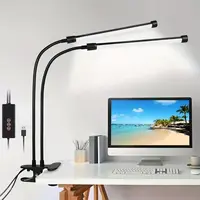 LED Desk Lamp Double/Single Head Reading Table Lamp With Clip Dimmable Brightness For Home Study Office Lighting PC Eye Protect 1