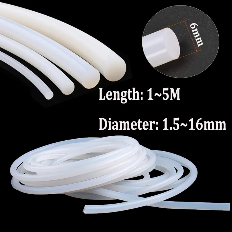 5M1MSolidsSiliconeCordDia15mm16mmWhiteRubberGasketTrimSeal