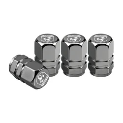 4Pcs 3D Metal Tire Valve Caps - Premium Car Tyre Air Stem Covers (Abarth C - Silver)