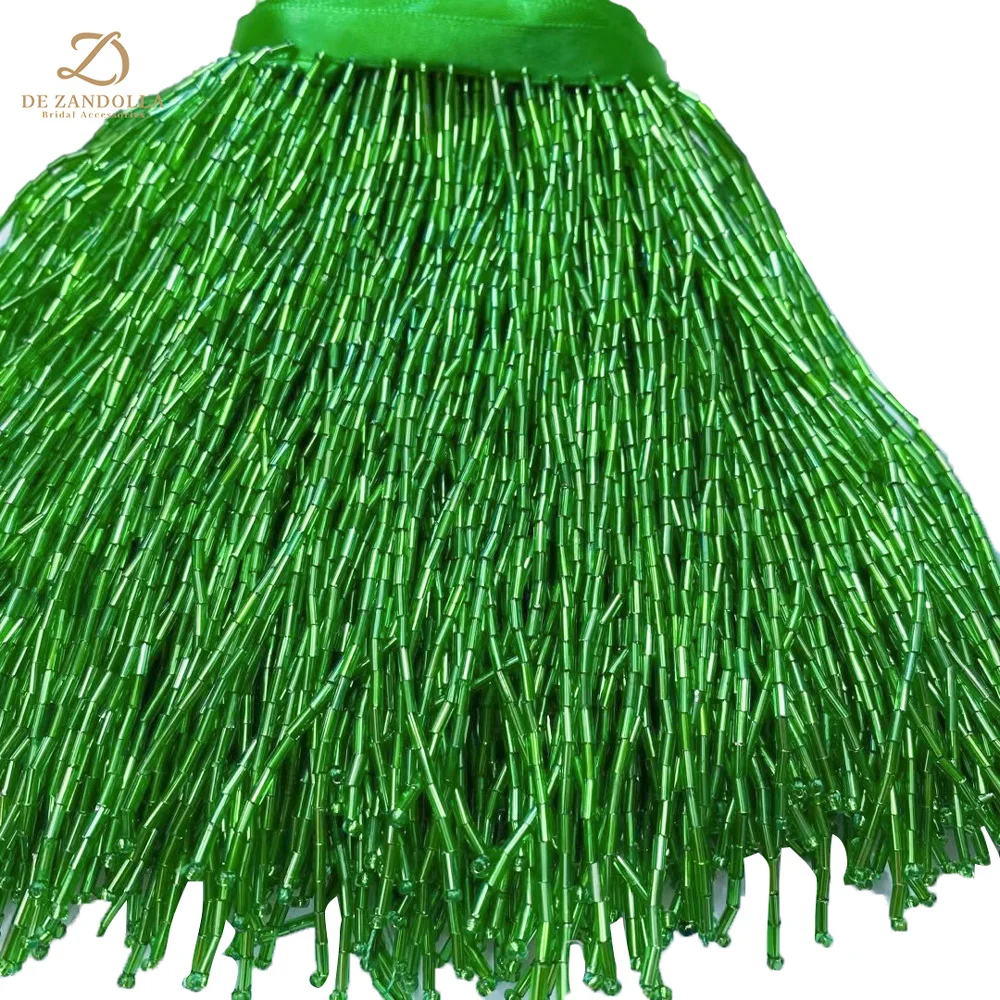 5 야드 그린/블랙/실버 바느질 구슬 술 골드 무거운 수제 프린지 패션 액세서리 공예 커튼 파티 드레스 트림