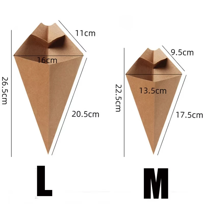 Disposable French Fry Cones – Kraft Paper Snack Holders for Popcorn, Nachos, Fries, and... - SKU CCC16555 - UGI Packaging