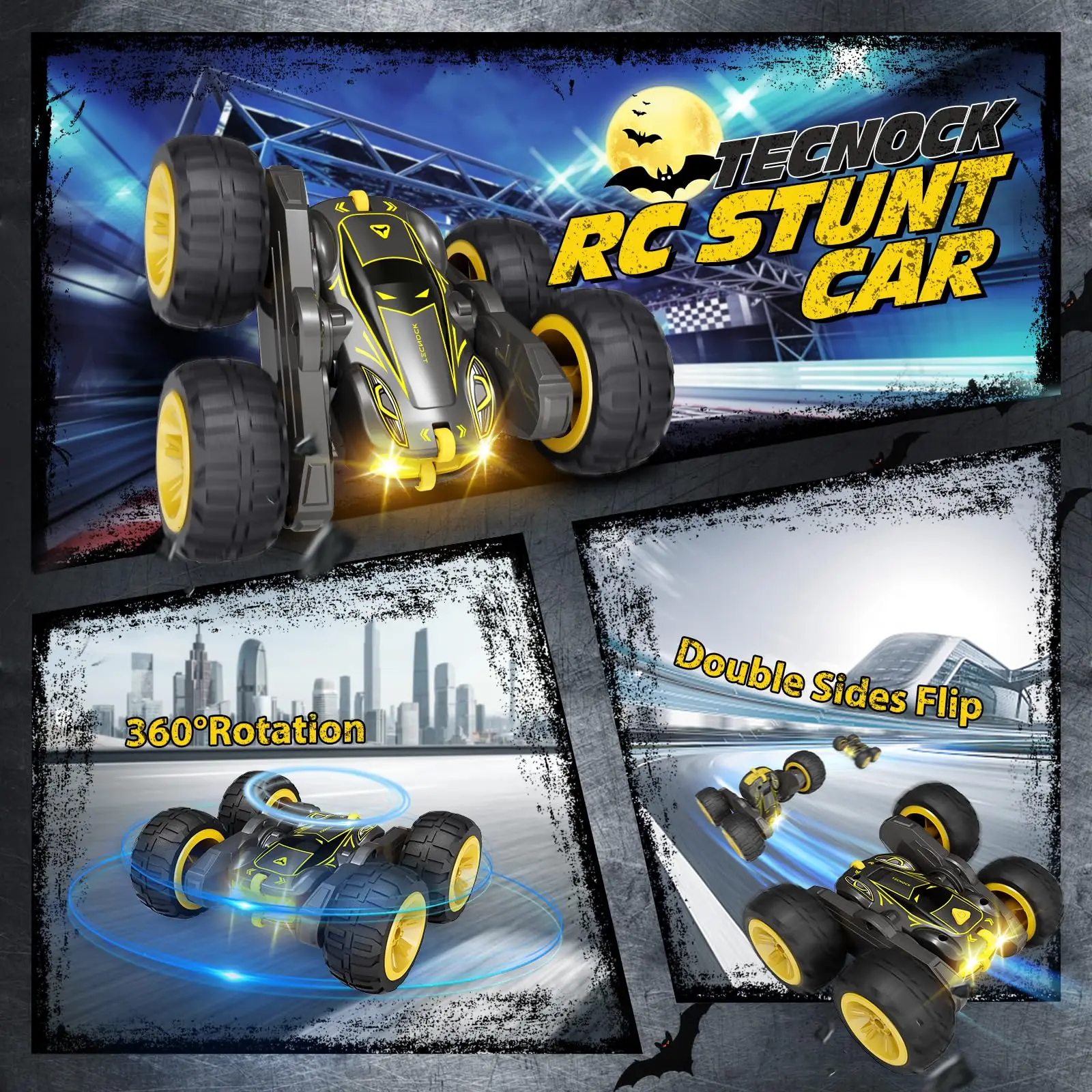 Sinovan Remote Control Car for Kids, 2.4GHz RC Car with Type-C Charging, 4WD Double Sided 360° Rotates&Flips RC Stunt Car Toys 4