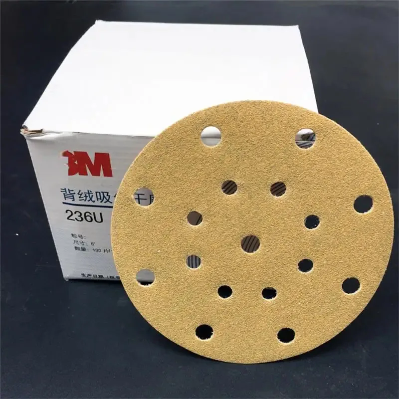 M 236U 6 inch 17 hole sandpaper car putty grinder round flocking 150mm80 Mesh -400 mesh