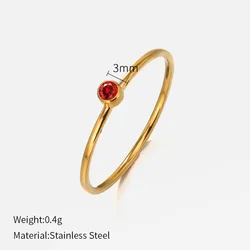Elegant Gold Stainless Steel Birthstone Ring for Women - Simple Fashion Jewelry (Sliver Color)