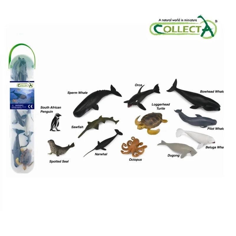 OCTOPUS COLLECTA A1108 BOX OF 12 MINI MARINE SEA ANIMALS WHALES BRAND NEW 
