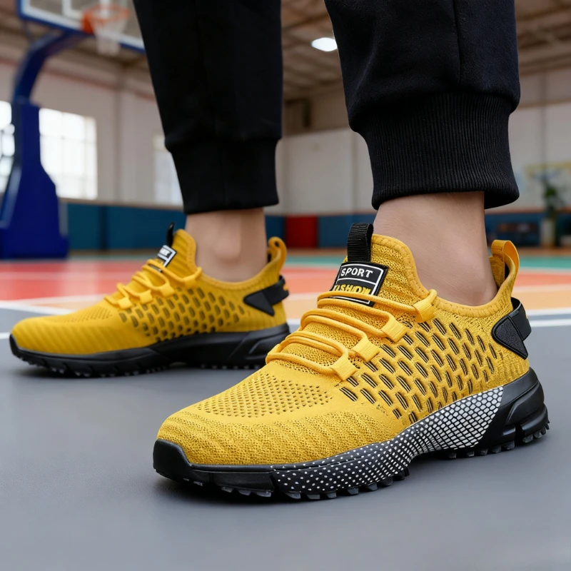 Men's Sneakers Mesh Lightweight Breathable Upper Outdoor Walking Tennis Shoes Fashion Running Shoes Luxury Male Tenis Masculino