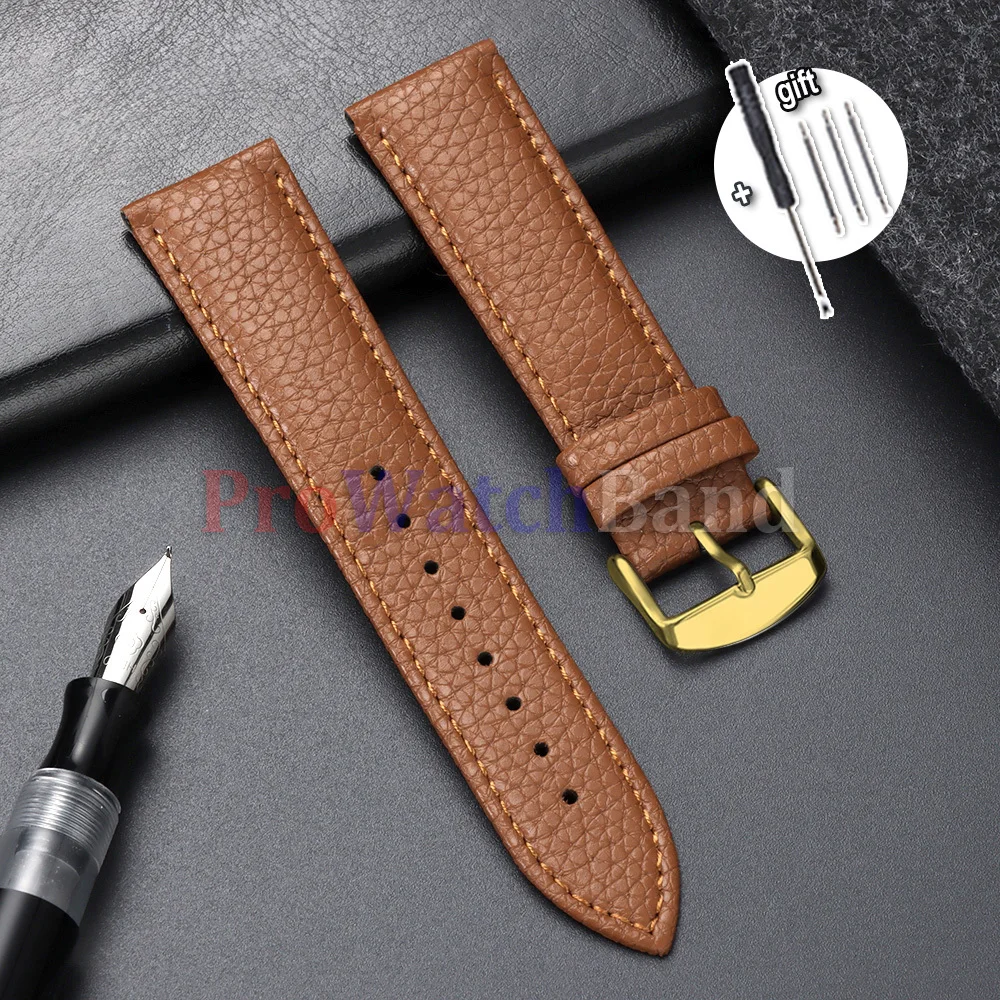 Lychee Pattern Green Leather Watch Band - Universal Bracelet