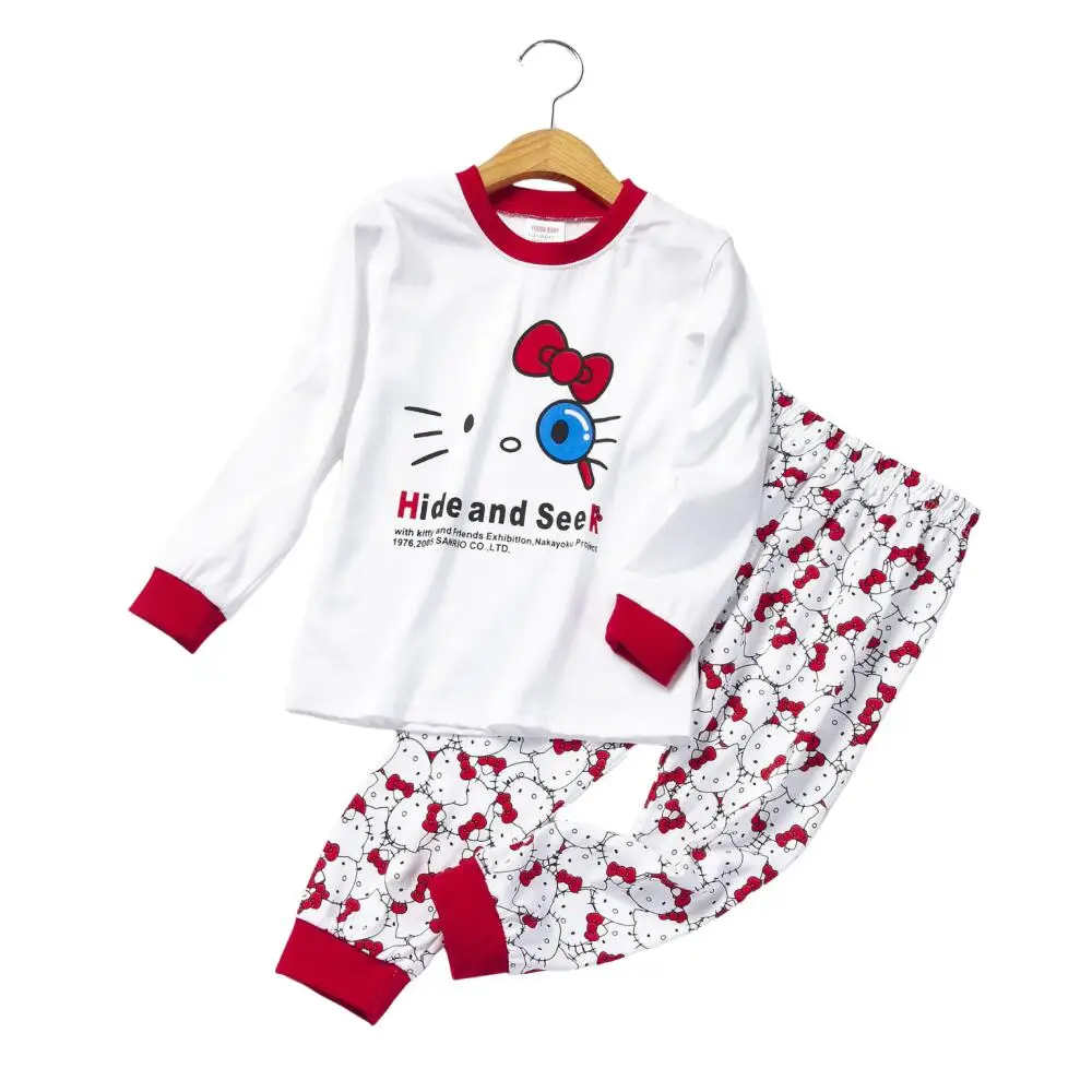 thumbnail image 4 of Conjunto de 2 piezas de pijama de algodón de manga larga para niños, ropa de dormir de Minnie, varios estilos, para primavera y otoño, 4 of 6