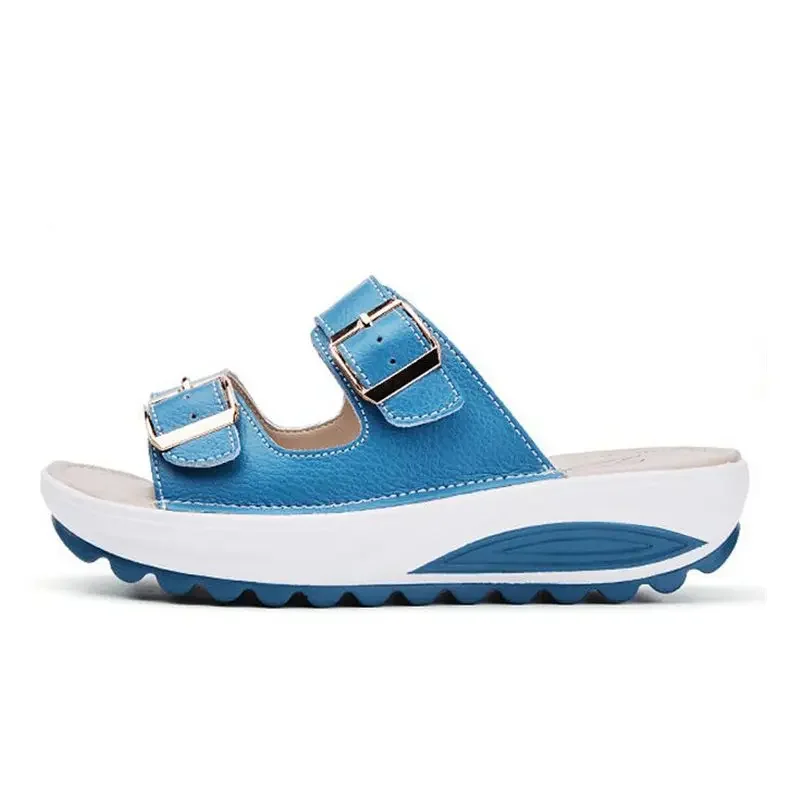 Comfortable Women Sandals Genuine Leather Slip on Open Toe Summer Beach