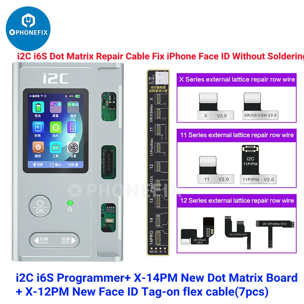 I2C i6S Intelligent Programmer For iPhone 6-15 Pro Max Battery Original Color True Tone Function Fingerprint Dot Matrix Repair