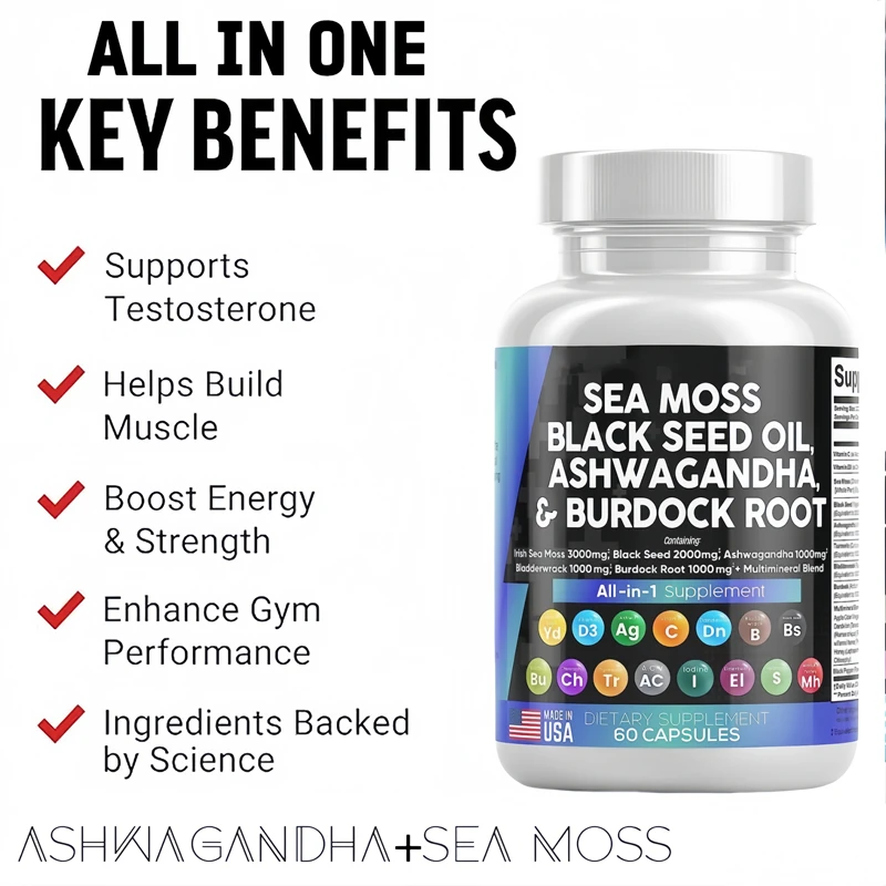 Ashwagandha & Sea Moss Capsules for Men male enhancing supplement organic capsules