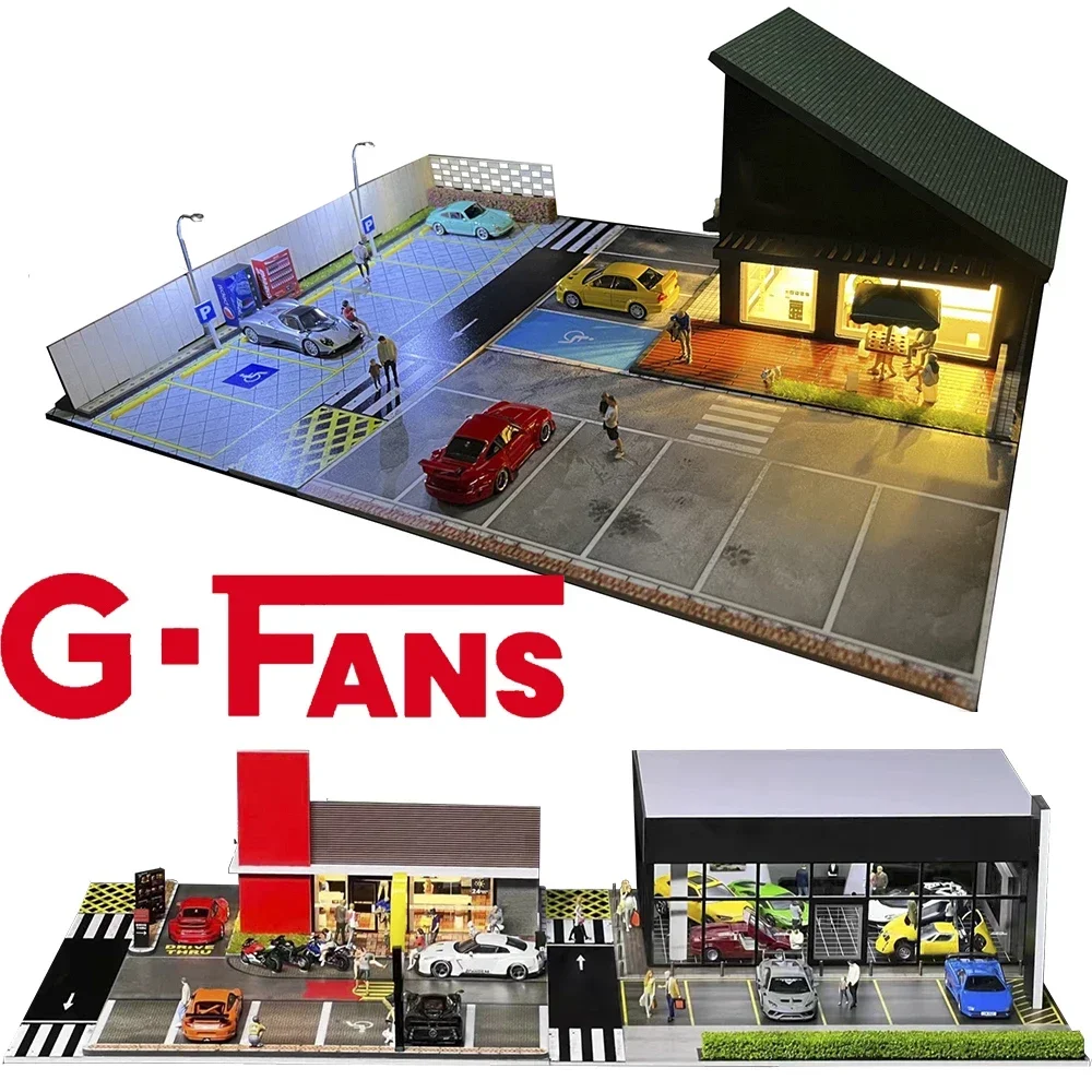 1/64【parking Lot Diorama factory 03】（新品） 1:64 G-FANS Diorama Car Garage Model LED Lighting City Car