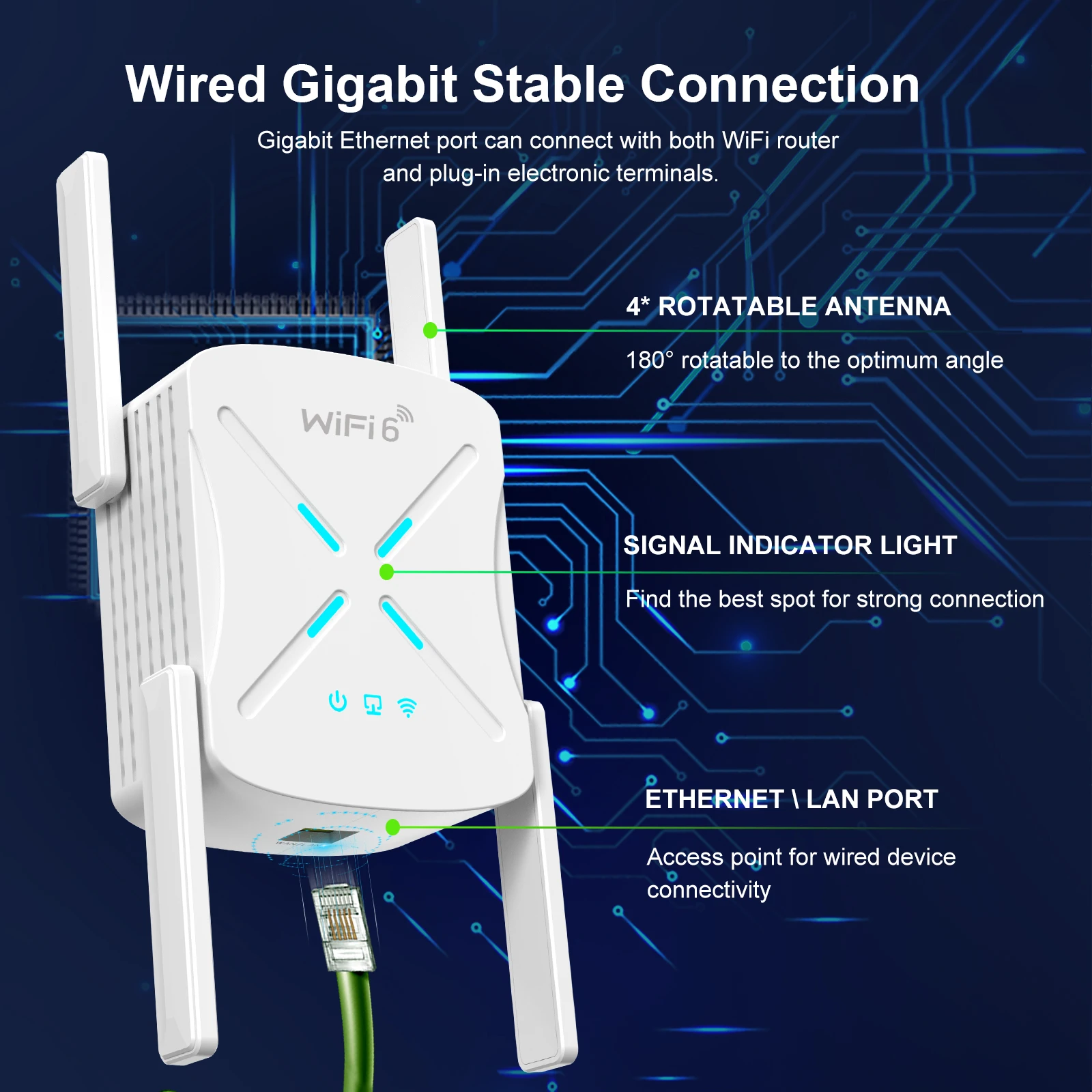 Repetidor WiFi 6, AX1800 Amplificador Seu00f1al WiFi,