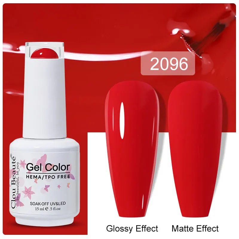 Clou Beaute 15ml Black Red Semi-Permanent Gel Nail Polish