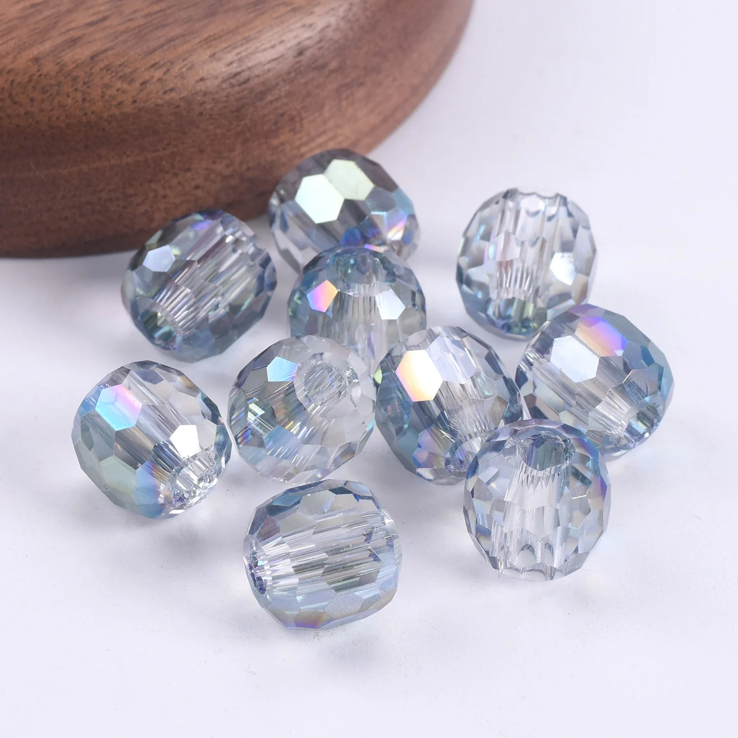 10 Perle Di Vetro ROTONDO 8 Mm - Argento Antico AB - INCISO - Premium - Raro - Perle Rare Di Boemia - B_1487 - Italia - Foto 10