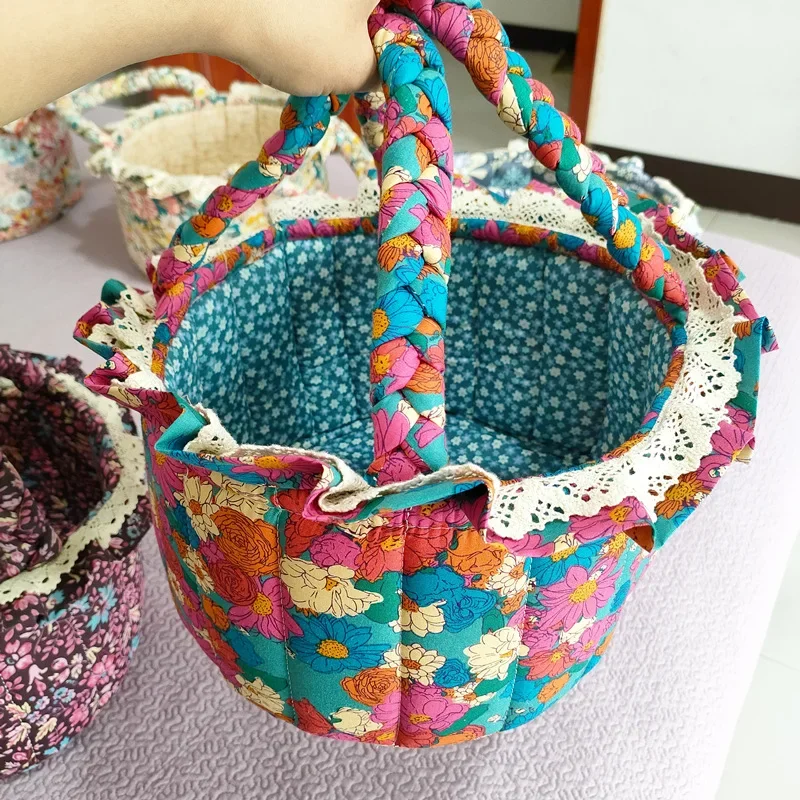 Sweet Floral Women's Bento Handbags Retro Patchwork Ladies Tote Shoulder Bags Retro Flower Female Storage Shopper Bag Purse