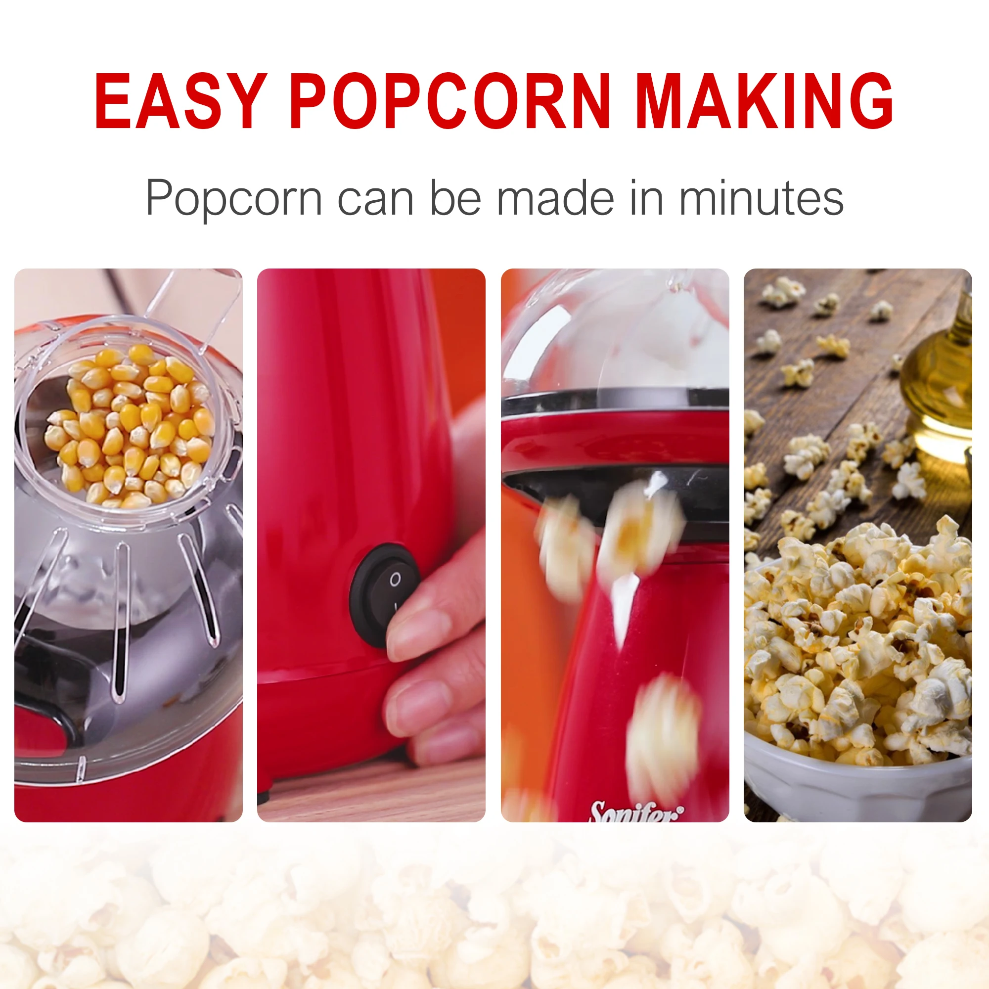 Superior Cyclonic Air Flow Technology for Faster Popping Popcorn Machine，  Hot Air Electric Popper Kernel Corn Maker الة فشار - AliExpress