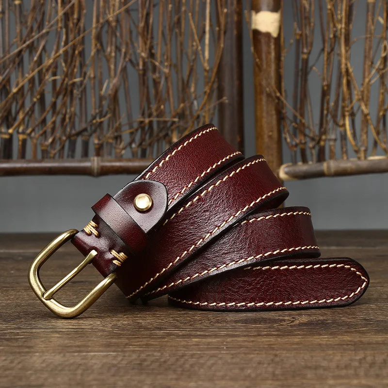 brown belt women 2.8cm Width Women Belt Designer Female Belt Genuine Leather Belts Cowskin Strap Pin Buckle Belts Fancy Vintage for Jeans wide belts