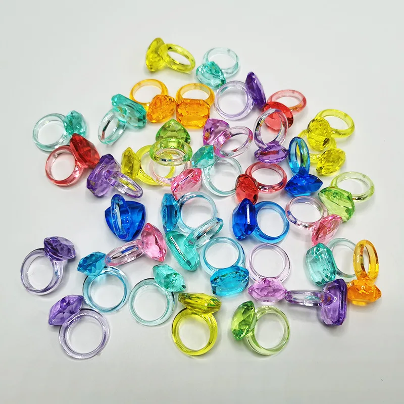 

20Pcs Acrylic Imitation Crystal Gem Rings Kids Birthday Guest Gifts Baby Shower Party Favors Pinata Fill Girls Finger Decorate