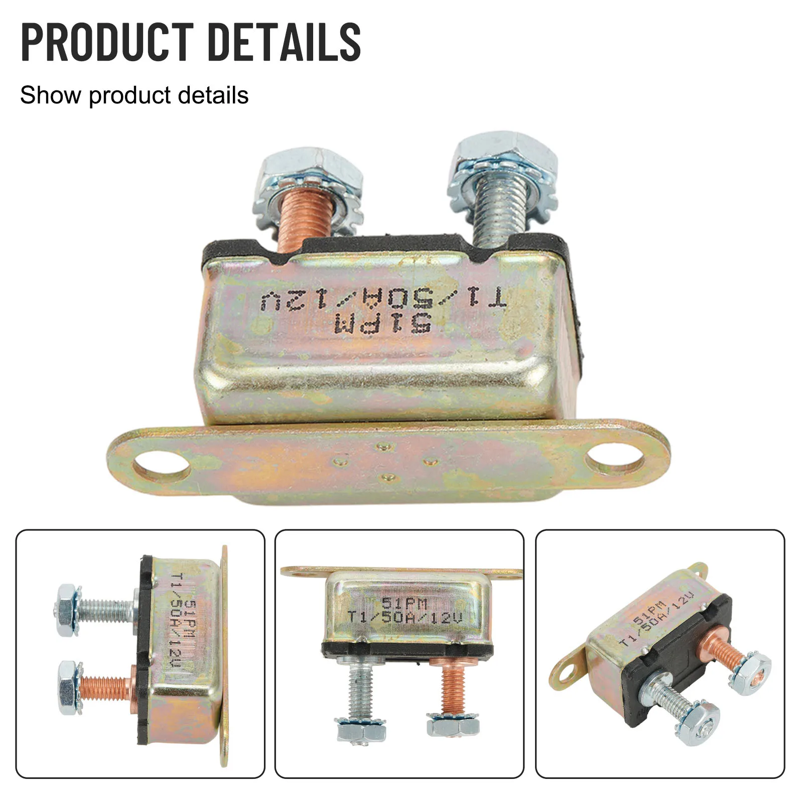 12V Auto Reset Circuit Breaker Battery Chargers RVs Trolling Motors Rated Current 30A/40A/50A High Performance