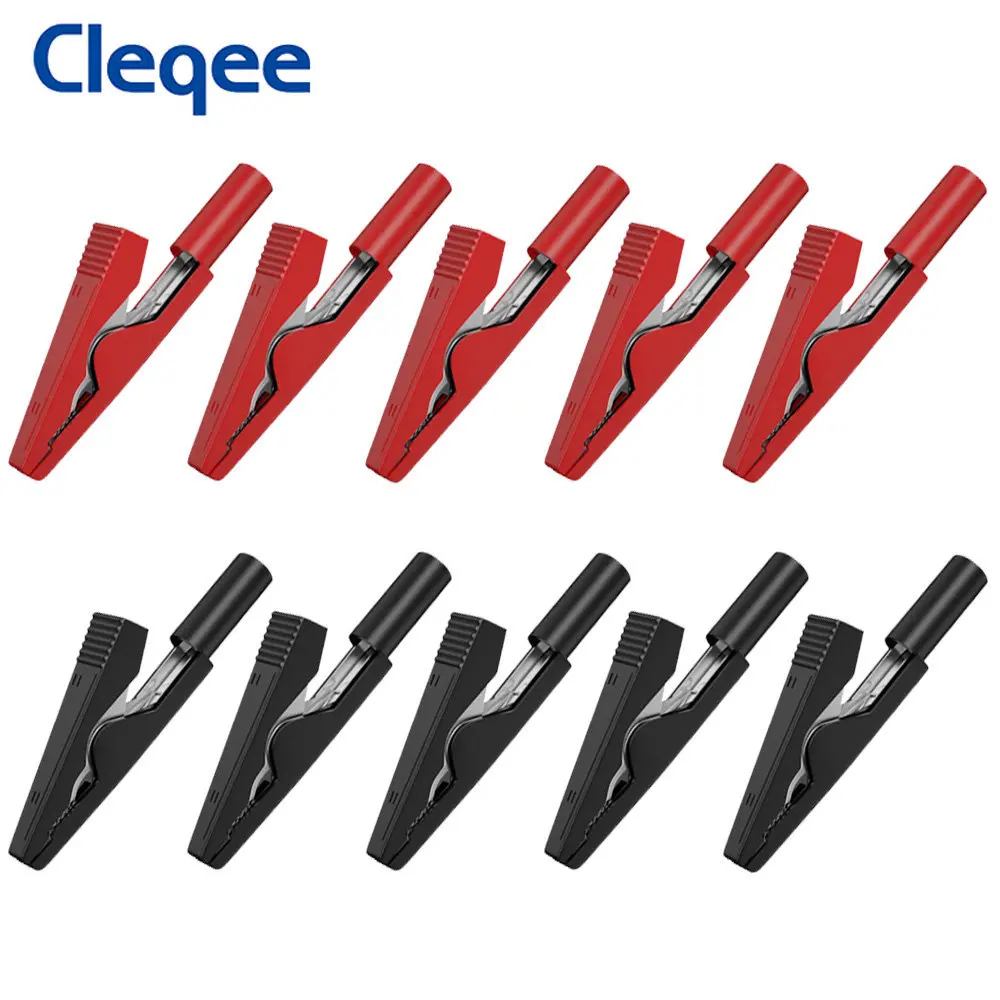 Peakelect P2009 Mini Insulated Alligator Clips with 2mm Socket Crocodile Clamp Connector 300V/10A Electrical Testing Tools