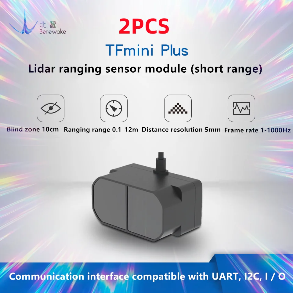 

2PCS TFmini Plus LiDAR Module Benewake TOF 12m IP65 Micro single point TOF short distance sensor compatible with UART IIC I/O