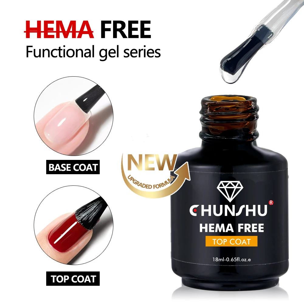 Nail Gel Gel Polish Base and Top Coat Nail Extension Gel CHUNSHU Hema Free Rubber Base Gel 18ML Semi-permanent Thick Base And Top Coat Transparent UV Construction Gels Enhancer Manicure