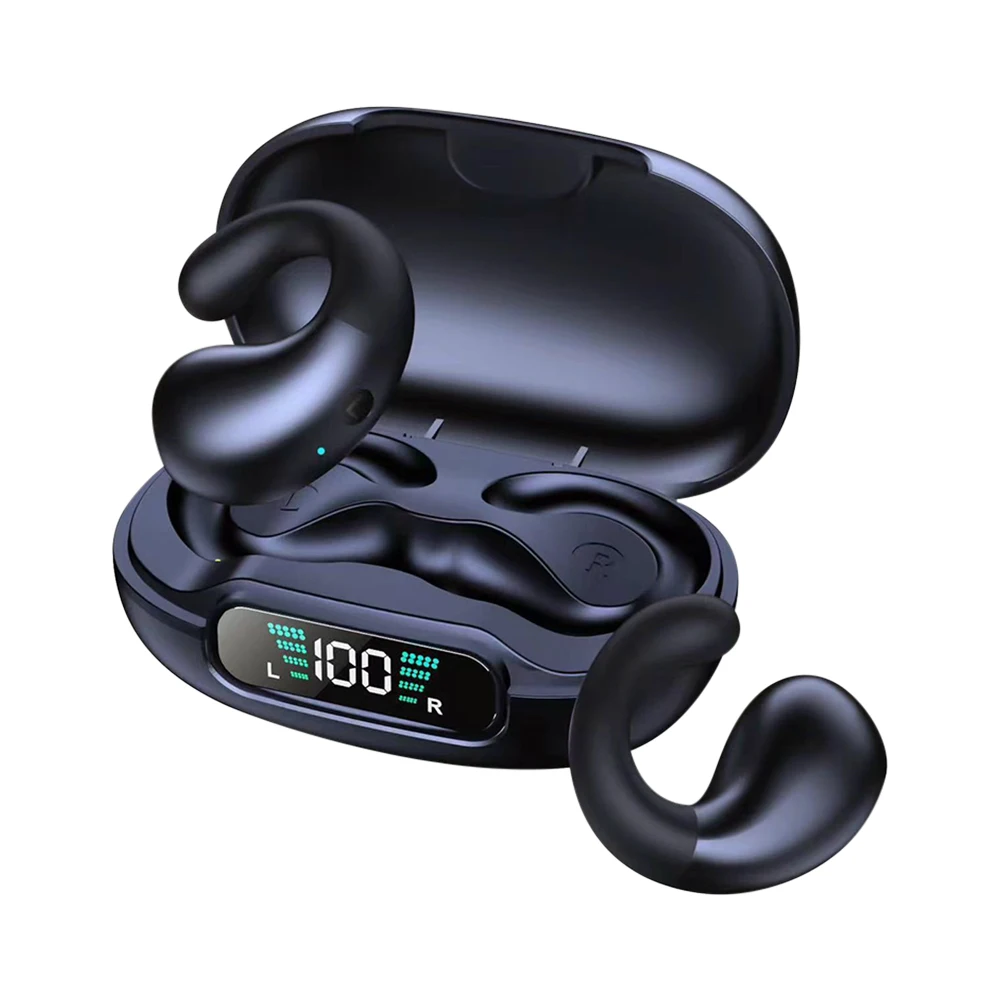 

NEW Q92 Bluetooth 5.3 Headsets Clip Ear Wireless Sports Earphones Stereo Business Headphones with Battery Display Charging Case