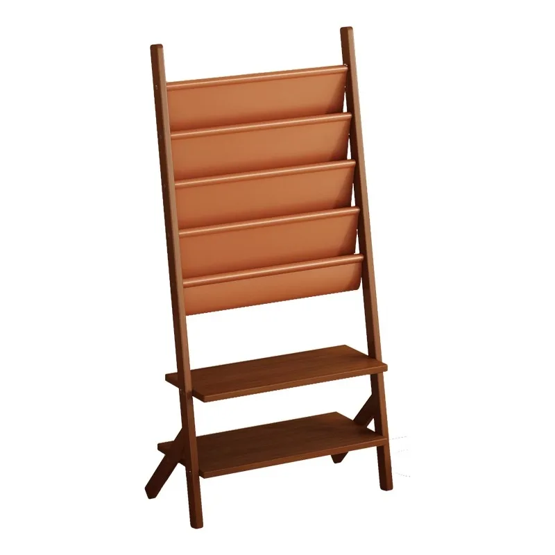 Vintage Floor Standing Magazine Rack Newspaper Organizer Kids Picture Book Display Wall-Mounted Literature Shelf Furniture FYMR